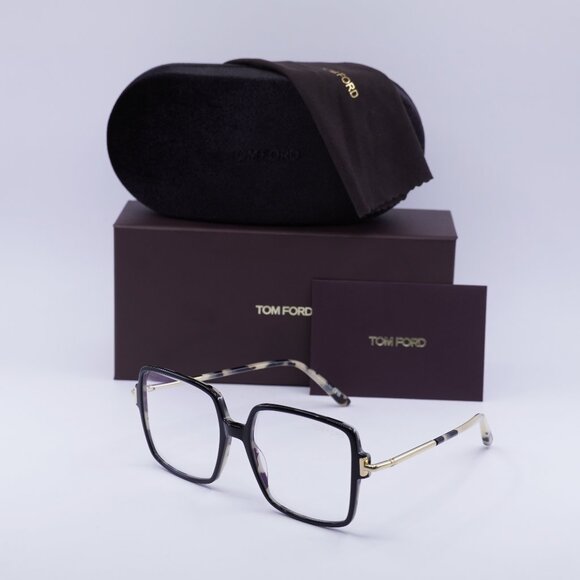 Tom Ford FT5915-B 005 Square Eyeglasses 53mm - Black/Havana - Picture 1 of 10